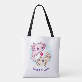 Personalized Axolotl Couple Valentine Tote Bag トートバッグ