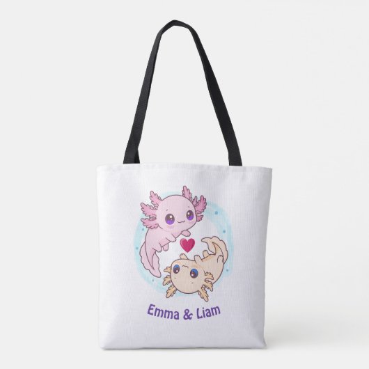 Personalized Axolotl Couple Valentine Tote Bag トートバッグ (裏面)