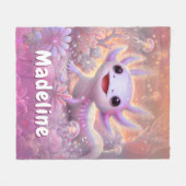 Personalized Axolotl Gift Custom Name Pink フリースブランケット (正面(横))