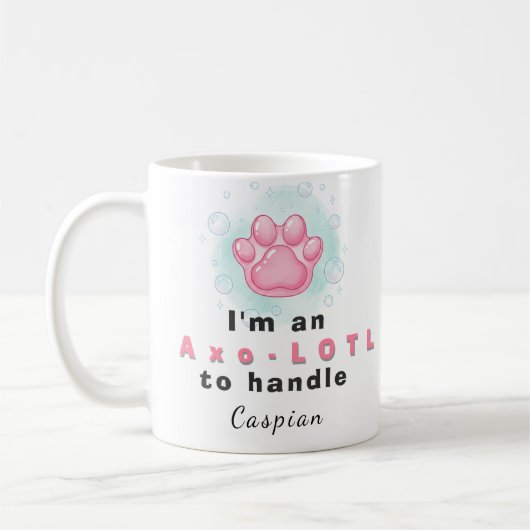 Personalized Axolotl Paw Print & Quote Coffee Mug コーヒーマグカップ (左)