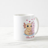 Personalized Axolotl Valentine Mug with Names コーヒーマグカップ (正面右)