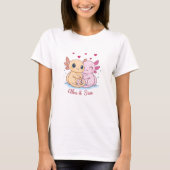 Personalized Axolotl Valentine T-Shirt with Names Tシャツ (正面)