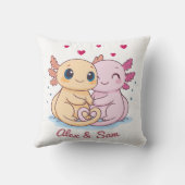 Personalized Axolotl Valentine Throw Pillow クッション (裏面)