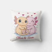 Personalized Axolotl Valentine Throw Pillow クッション (正面)