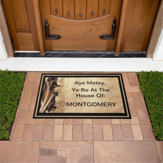 Personalized Aye Matey, Ye Be At The House of... ドアマット (室外)