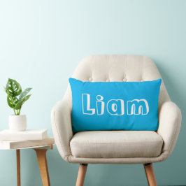 Personalized Azure Blue Name Nursery ランバークッション