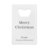 Personalized B&W Christmas Blend Holiday Design クレジットカード栓抜き (裏面)