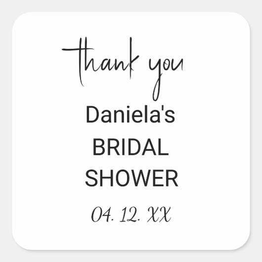 Personalized B&W thank you スクエアシール (正面)