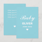 Personalized Baby Announcement Card 出欠カード (正面/裏面)