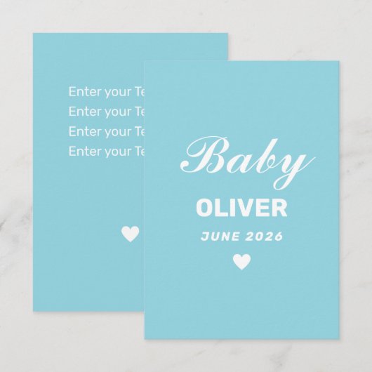Personalized Baby Announcement Card 出欠カード (正面/裏面)