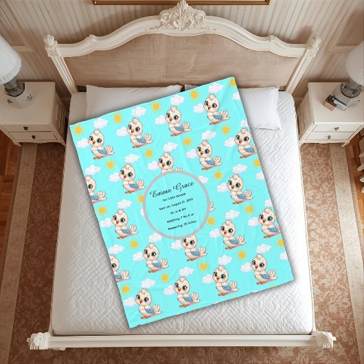 Personalized Baby Bird Blanket  フリースブランケット