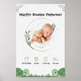 Personalized Baby Birth Announcement  ポスター