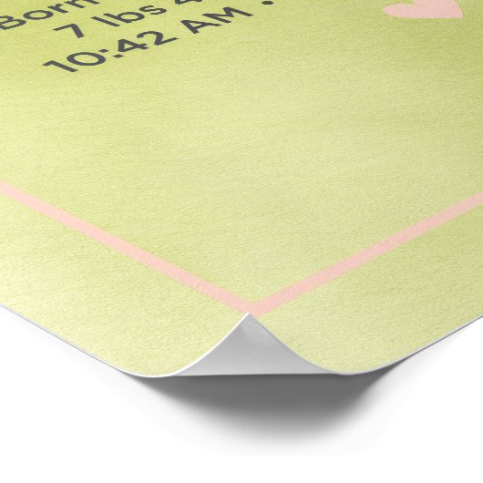 Personalized Baby Birth Announcement Print ポスター (角)