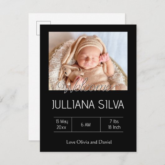 personalized baby Birth announcements  ポストカード (正面/裏面)