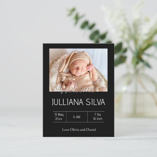 personalized baby Birth announcements  ポストカード (スタンド正面)