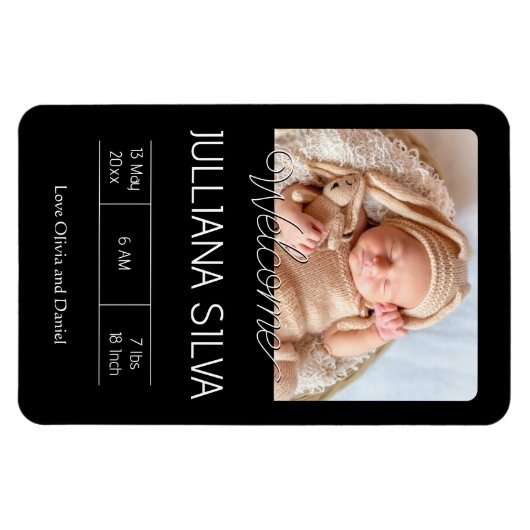 personalized baby Birth announcements  マグネット (横)