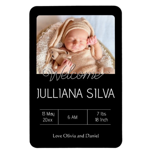 personalized baby Birth announcements  マグネット (縦)