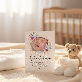 Personalized baby birth card - Welcome baby girl  招待状