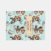 Personalized Baby Blanket – Watercolor Teddy Bears フリースブランケット (正面(横))