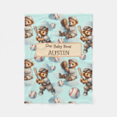 Personalized Baby Blanket – Watercolor Teddy Bears フリースブランケット (正面)
