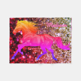 Personalized Baby Blanket With a Rainbow Horse フリースブランケット