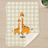 Personalized Baby Blanket with Giraffes in Neutral シェルパブランケット