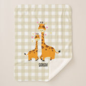 Personalized Baby Blanket with Giraffes in Neutral シェルパブランケット (正面)