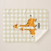 Personalized Baby Blanket with Giraffes in Neutral シェルパブランケット (正面(横))
