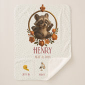 Personalized Baby Blanket - Woodland Raccoon シェルパブランケット (正面)