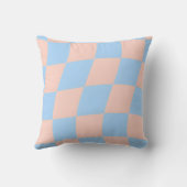 Personalized Baby Blue and Peach Wavy Checkered クッション (裏面)