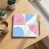 Personalized Baby Blue and Pink Heart Pieces ノートブック