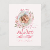 personalized baby blue floral Birth announcements ポストカード (正面)