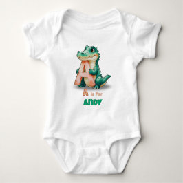 Personalized Baby Bodysuit – A is for Alligator ベビーボディスーツ