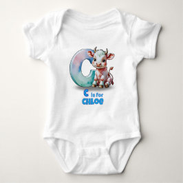Personalized Baby Bodysuit – C is for Cow ベビーボディスーツ