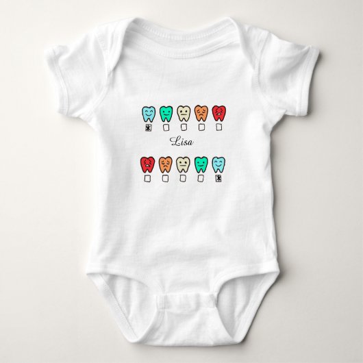 Personalized- Baby Bodysuit - Custom-tooth design ベビーボディスーツ (正面)