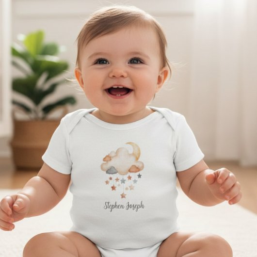 Personalized Baby Bodysuit - Moon & Stars Name ベビーボディスーツ