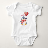 Personalized Baby Bodysuit With A Cute Penguin ベビーボディスーツ (正面)