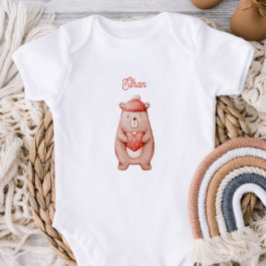 Personalized Baby Bodysuit With A Teddy Bear ベビーボディスーツ