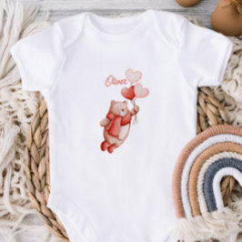 Personalized Baby Bodysuit With A Watercolor Teddy ベビーボディスーツ