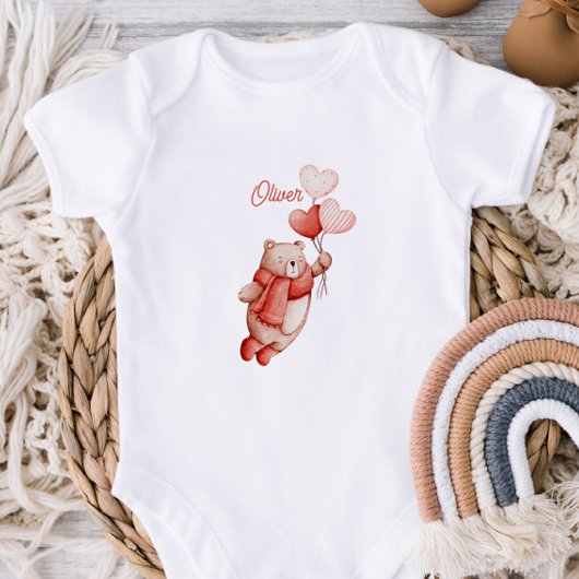 Personalized Baby Bodysuit With A Watercolor Teddy ベビーボディスーツ