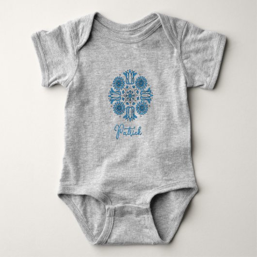 Personalized Baby Boy Bodysuit Folk Tulip ベビーボディスーツ (正面)