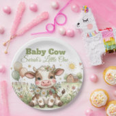 Personalized Baby Cow Baby Shower ペーパープレート (パーティー)