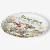 Personalized Baby Cow Baby Shower ペーパープレート (アングル)
