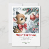 Personalized Baby Deer Winter Scene Watercolor  シーズンカード (正面)