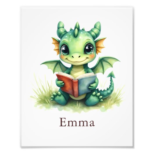 Personalized Baby Dragon Art Print Custom Nursery  フォトプリント (正面)