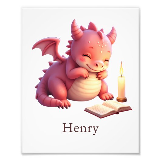Personalized Baby Dragon Art Print Nursery Name  フォトプリント (正面)