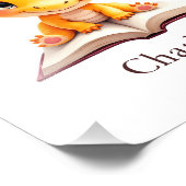 Personalized Baby Dragon Reading Custom Art Print フォトプリント (角)