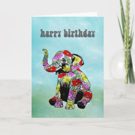 Personalized Baby Elephant Birthday Card カード