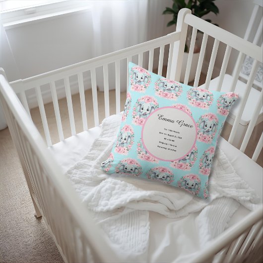 Personalized Baby Elephant Pillow クッション