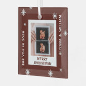 Personalized Baby Expecting Pregnancy Christmas ガラスオーナメント (正面左)